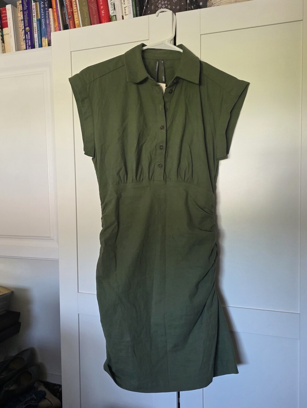 Anthroplogie Green Ruched Dress NWT $148
